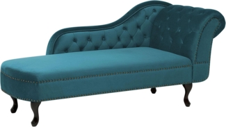 Beliani 'Nimes' Chaiselongue, Blaugrün, Samt, 79 x 65 x 169 cm, Rechts