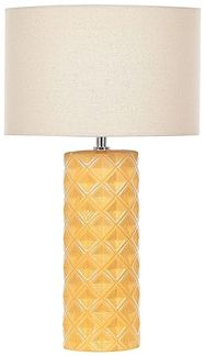 'Balonne' Tischlampe Gelb Keramik 49 cm Stoffschirm Trommelform Elegant Modern Nachttischlampe für Schlafzimmer Wohnzimmer