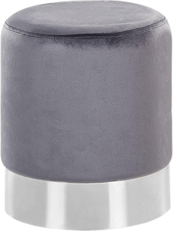 Pouf Samtstoff grau ⌀ 36 cm BRIGITTE