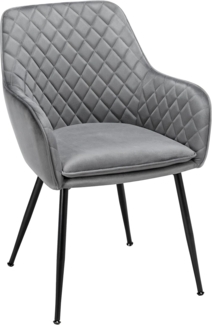 Yaheetech Esszimmerstühle 1er Set Küchenstühle, Polsterstühle mit Armlehnen Metallbeine, Seesel aus Samtstoff für Arbeitszimmer/Wohnzimmer, Hellgrau