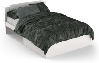 Demeyere Lit 140x190/200 Avec Rangement Industriel 2 Tiroirs 2 Niches – Coloris Noir Mat und Chêne Clair - 144,7 x 227 x 87,7 cm