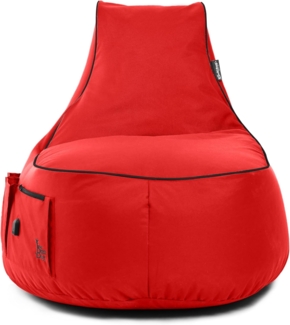 BuBiBag Gaming Sitzsack zum Zocken mit -Anschluss & Taschen, Halterung, Gamer Sessel für Kinder und Erwachsene, Beanbag Indoor und Outdoor - JokerBag (Rot)