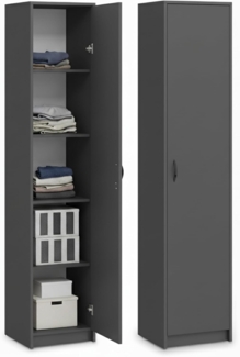 Home Collective Aktenschrank Bücherregal Kleiderschrank Regal 40cm breit 180cm hoch Schrank (Regal Wand schmal Holz für Schlafzimmer Flur Keller Büro) Mehrzweckschrank mit 4 verstellbaren Einlegeböden Anthrazit