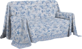 PENSIERI DELICATI Sofaüberwurf 180x290 cm, hergestellt in Italien, Überwurf aus 100% Reiner Baumwolle, Marineblau, ideal als Überwurf oder Tagesdecke für den Sommer (Einzelbett)