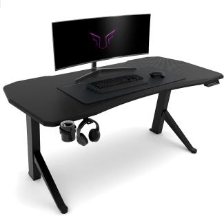 Ultimate Setup® Gaming Tisch höhenverstellbar elektrisch schwarz, Gamer Tisch, Gaming Schreibtisch, Gaming Desk, Gaming Tisch 160x80 cm, Gaming Room