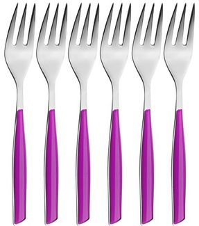 Bugatti Glamour GLIU - 021F17, 6 Kuchengabeln, 6 Stück-SAN-Acrylnitril Harz, Stahl, 16 x 20 x 3 cm, Iris, Violett