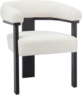 Vente-unique - Stuhl mit Armlehnen - Bouclé-Stoff & Kautschukholz - Weiß & Schwarz - LIVELIA