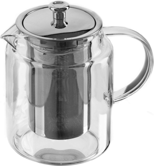 KVOTA Teekanne Glaskanne mit Edelstahl-Siebeinsatz und Deckel, 1L,Teebereiter, 1 l, (1-St), hochwertiges Borosilikatglas