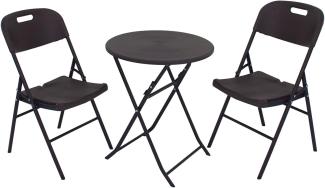 Balkonmöbel Set Gartenmöbel Campingmöbel Bistrotisch + 2 Stühle grau Ø 60 cm