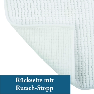 MSV Badteppich 2er Set Badvorleger Duschvorleger Chenille Hochflor Badematte 40x60 cm + 60x90 cm – Weiß