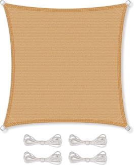 CelinaSun Sonnensegel inkl Befestigungsseile Premium HDPE wetterbeständig atmungsaktiv Quadrat 2,6x2,6 m Sand beige