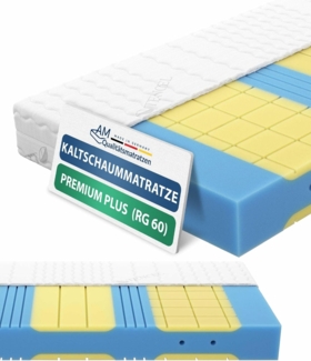 Kaltschaummatratze Premium 7-Zonen Matratze Kaltschaum, Anpassungsfähig & Druckentlastend, AM Qualitätsmatratzen, 19 cm hoch, 90x200 cm