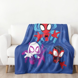 Wolldecke Spidey & Friends 130x170 cm, Sofadecke für Kinder und Teenager, MTOnlinehandel, Fleece-Decke, Überwurf, kuschelweich, passend zur Bettwäsche