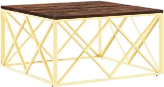 vidaXL Couchtisch Golden Edelstahl und Altholz Massiv 349974