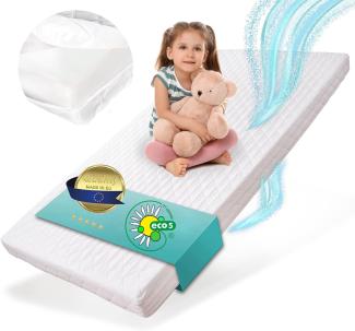 Alcube® Kindermatratze 80x160 cm aus punktelastischem Schaumstoff für Kinderbett oder Hausbett - Schaumkernmatratze 160x80 cm mit waschbarem Bezug bei 60°C - kompatibel mit Nässeschutzauflage