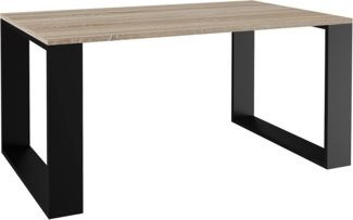 TOPESHOP Wohnzimmertisch Couchtisch / Wohnzimmertisch: Robuster Beistelltisch sonoma-eiche – schwarz (H 50 x T 58 x B 90 cm)