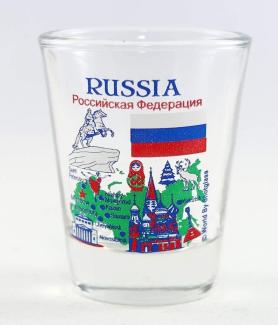 Russia Landmarks and Icons Collage Shot Glass by World By Shotglass