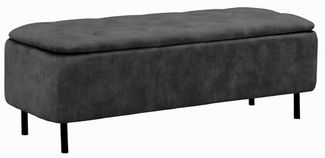 riess-ambiente Polsterbank EN VOGUE 120cm grau/schwarz - Samt, Metallbeine, Stauraum, Zierknöpfe (Einzelartikel, 1-St), gepolsterte Sitzbank - ideal für glamouröse Schlafzimmer & Ankleiden