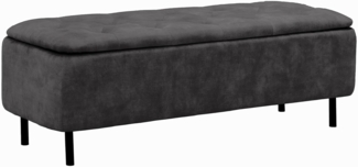riess-ambiente Polsterbank EN VOGUE 120cm grau/schwarz - Samt, Metallbeine, Stauraum, Zierknöpfe (Einzelartikel, 1-St), gepolsterte Sitzbank - ideal für glamouröse Schlafzimmer & Ankleiden