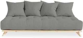 KARUP DESIGN SENZA Futonsofa inkl. 4 Kissen Gestell Natur Matratze Grau