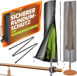 4smile Sonnenschirm Schutzhülle - Schutzhülle für Sonnenschirm Ø 300 cm / 250x150 cm - Wetterfeste Sonnenschirmhülle, Schirmhülle mit Stab, Reißverschluss, Polyester Abdeckung Sonnenschirm