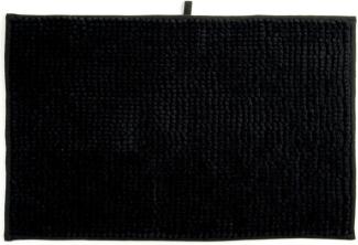 MSV Badteppich Badvorleger Duschvorleger Chenille Hochflor Badematte 40x60 cm – Schwarz