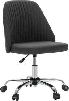 Sweetcrispy Bürostuhl ohne Armlehnen Niedlicher, moderner Stoff, Schreibtischstuhl mit Rädern, verstellbar, Drehfunktion, Computerstuhl für kleine Räume, Metall, Grau Dunkel, 17 in