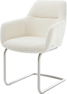 Freischwinger Pejo-Flex Bouclé Weiß Freischwinger rund Edelstahl Taschenfederkern