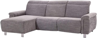 Cavadore Ecksofa Tawo moderne Eckcouch mit verstellbaren Kopfstützen, Strukturstoff, grau, 253 x 91 x 168 cm