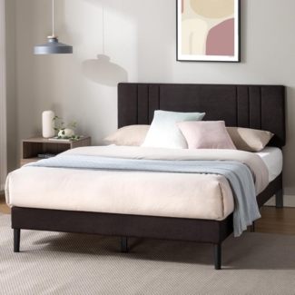 ZINUS Polsterbett Zoya mit Holzlattenrost, hochwertiger Bezug, 140x200cm, Anthrazit (1-tlg, Polsterbett, Grau, 140x200 cm), EcoPackaging, Kinderleichter Aufbau. Einfach Anders, Einfach Zinus!