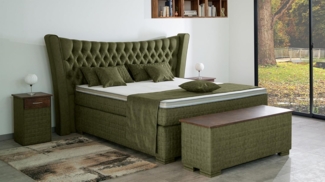 Meisterbetten Boxspringbett Oslo 180x220 in MS-Olive, Matratzenbezug Oslo, Ergoflex-Topper