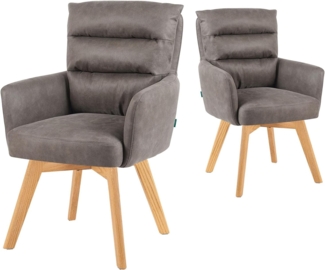 DUBI Möbel Polsterstuhl Mika-Juna 2er-Set, Federkern, Eiche geölt, 360° drehbar im 2er-Set