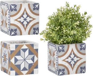 Pflanztopf Blumentopf Beton 11,3 x 11,3 x 10,9 cm mediteran 3 Stück Rivanto