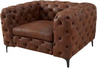 riess-ambiente Chesterfield-Sessel MODERN BAROCK 120cm antik braun · Microfaser-Sessel mit Federkern (Einzelartikel, 1-St), Chesterfield · Ziersteppung · Rundum-Bezug · Lesesessel · Metallfüße