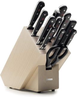 Wüsthof Messerblock 9-teilig, Classic (1090171201), Holz-Block (Buche) mit 9 Kochmessern, Fleischgabel, Wetzstahl, Schere, top Kochmesser-Set