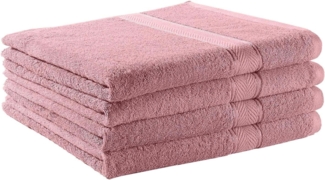 BettwarenShop Handtuch Serie Essential|Duschtuch 4er Pack 70x140 cm| altrosa