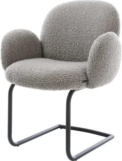 Freischwinger Nube-Flex mit Armlehnen Bouclé Silbergrau Freischwinger rund Schwarz Taschenfederkern