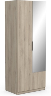 Demeyere 391389 Schrank mit Spiegel und Kleiderschrank 2 Türen 1 Nische Modern – Farbe Eiche Kronberg – 79,4 x 51,1 x 203 cm, Holzwerkstoff, grau