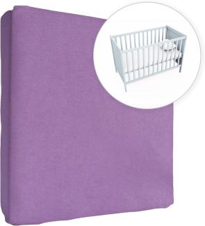 Jersey 100% Baumwolle Spannbettlaken passend für Babybett 100x50 cm (Violet)