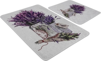 Badteppich Set 2 TLG. lila Flower