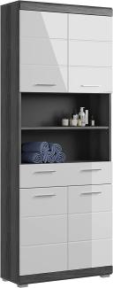 Hochschrank Stirling / Scout, Holzwerkstoff, Grau, Weiß, 74 x 191 x 31 cm