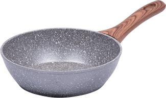 RESTO Kitchenware Bratpfanne Aquila, tiefe Schmorpfanne langlebig und spülmaschinenfest, Aluminium (1-tlg), mit ergonomischem weichem Griff in Holzoptik