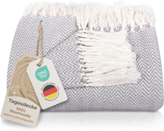 Gräfenstayn Tagesdecke Gräfenstayn Tagesdecke Baumwolle mit Fransen 150x200–220x240 cm, Wohndecke als Sofa-Überwurf, Bett-Überwurf, Couch-Überwurf, Sofa-Decke