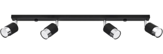 SOLLUX SL. 1067 Deckenleuchte NERO 4 schwarz/chrome Stahl 40W L: 81cm B: 5cm H: 18cm dimmbar