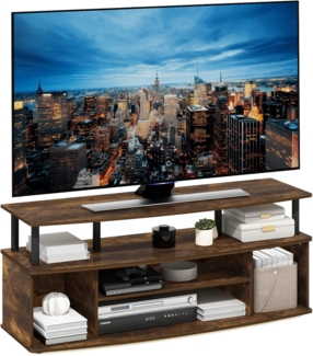 Furinno Jaya Großes Entertainment-Center für Fernseher bis zu 139 cm (55 Zoll), PVC Technisches Holz Kunststoff, Bernsteinkiefer/Schwarz, 40. 1 (D) x 119. 9 (W) x 49. 8 (H) cm