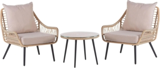 Beliani 'Laureto' Bistro Set mit Kissen, Natürlich