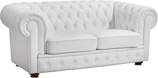 Bridgeport Sofa 2-Sitzer Polyurethan Weiß Buche Nussbaumfarben