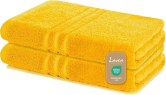 Lavea 2er Set Duschtuch 70x140 cm, Frottierserie Elena, Rapsgelb