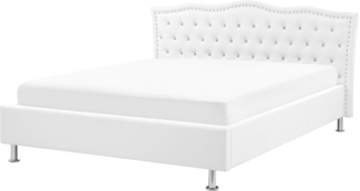 Bett Kunstleder weiß Lattenrost 140x200 cm METZ