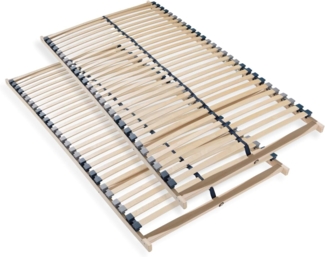 Lattenrost 200x200, Ergonomischer 7 Zonen Lattenrost mit stabilem Buchenholzrahmen, 28 Latten, Hergestellt in Deutschland, Selbstmontage, 2x Lattenrost 100x200, Traglast ca. 150Kg, Flexible Federholzleisten